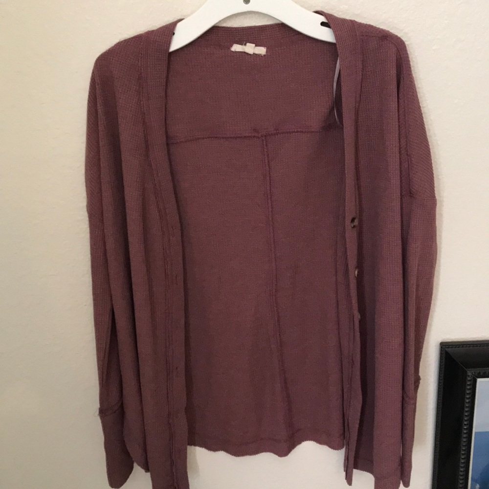 “In Loom” mauve button cardigan-size small